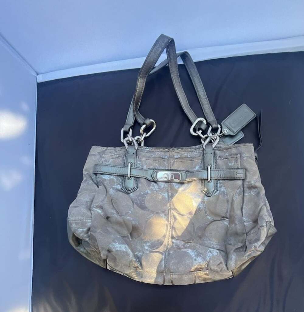 Coach Chelsea Jayden Carryall Pewter Metallic Signature C Shoulder Bag